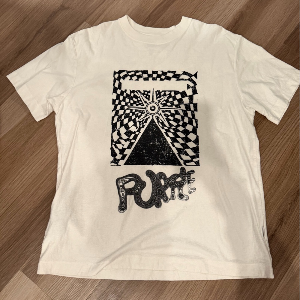 Purple Brand White Textured Tee with Black Graphic